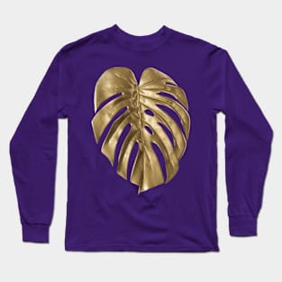 Golden Leaf Of Monstera Deliciosa - Monstera Plant Long Sleeve T-Shirt